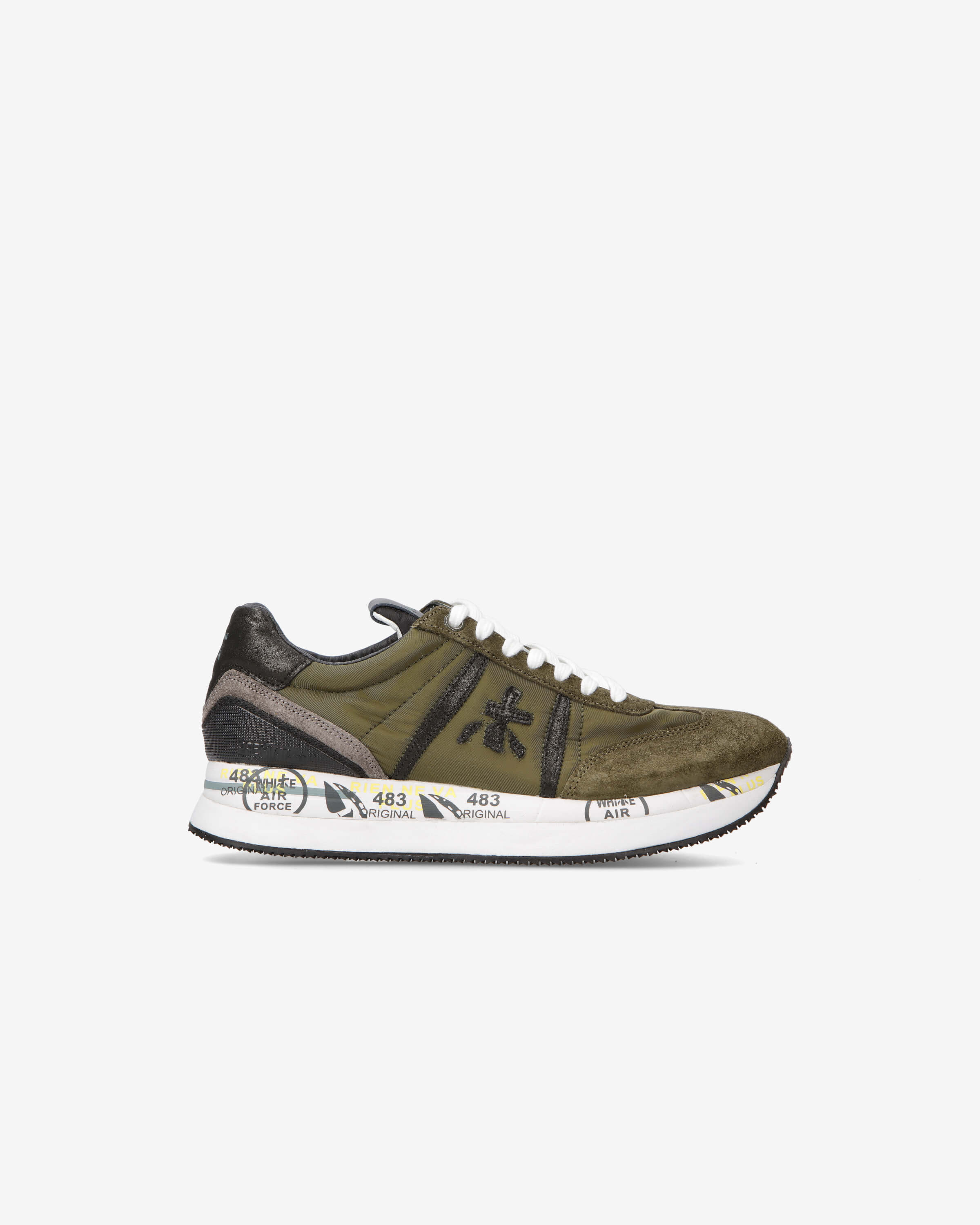 Conny Premiata Women's Urban Olive Nylon and Suede Sneaker