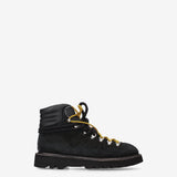 Cloth Lace-Up Ankle Boots Black