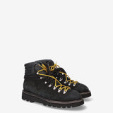Cloth Lace-Up Ankle Boots Black