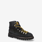 Cloth Lace-Up Ankle Boots Black