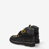 Cloth Lace-Up Ankle Boots Black