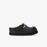 Black Suede Clog with Buckle