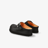 Black Suede Clog with Buckle