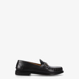 Leather loafers with buckle