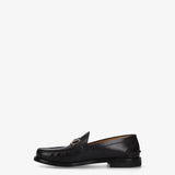Leather loafers with buckle