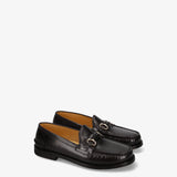 Leather loafers with buckle