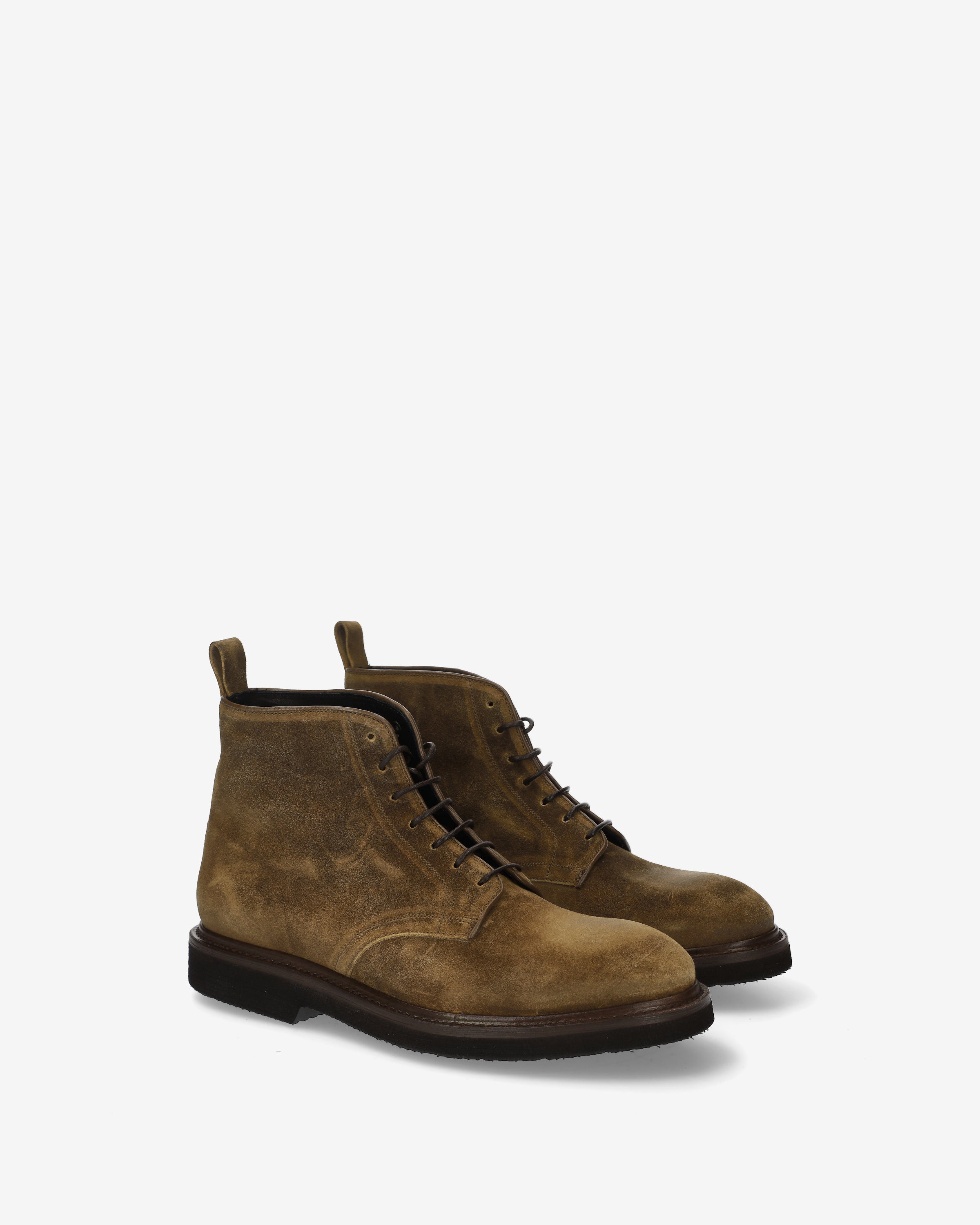 Suede Lace-Up Ankle Boots Mud