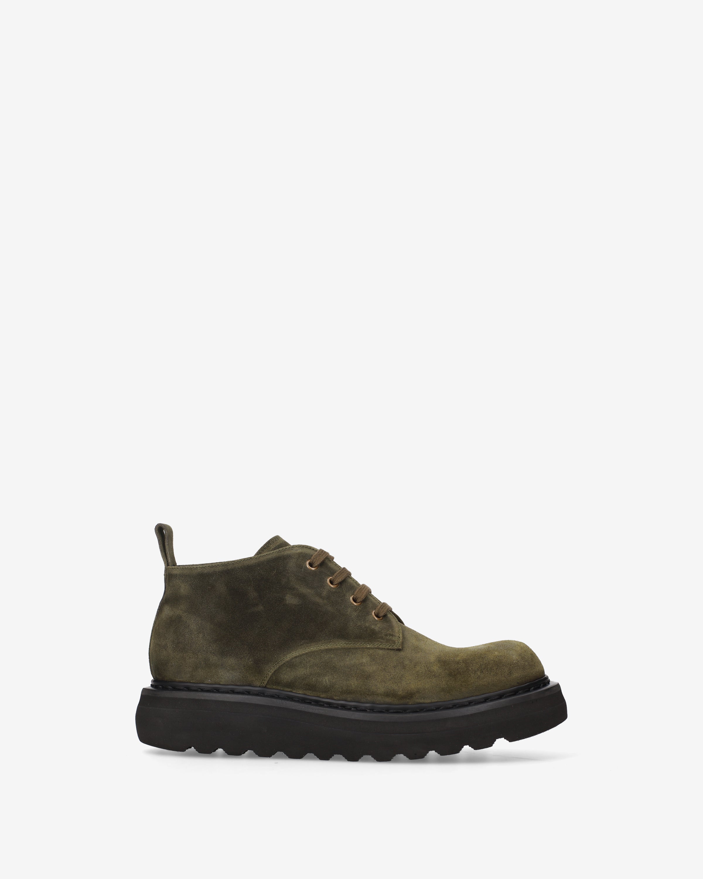 Platform Lace-Up Ankle Boots Olive