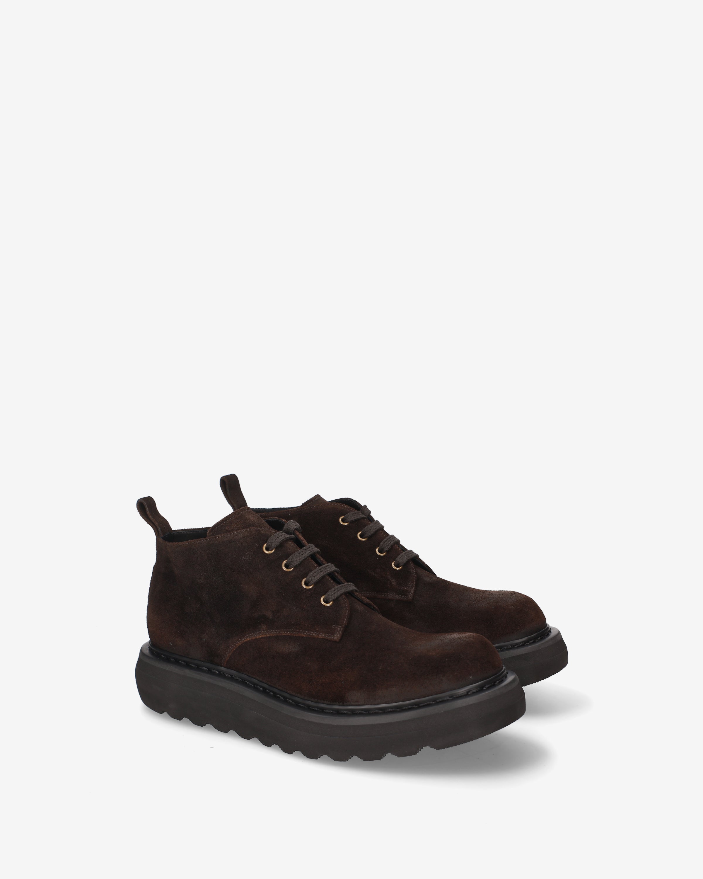 Platform Lace-Up Ankle Boots Brown