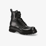 Smooth Leather Lace-Up Boot Black