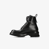 Smooth Leather Lace-Up Boot Black