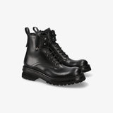 Smooth Leather Lace-Up Boot Black