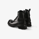 Smooth Leather Lace-Up Boot Black