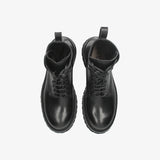 Smooth Leather Lace-Up Boot Black