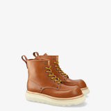 Smooth Leather Moc-Toe Boot Tan