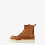 Smooth Leather Moc-Toe Boot Tan
