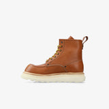 Smooth Leather Moc-Toe Boot Tan