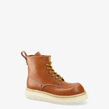 Smooth Leather Moc-Toe Boot Tan