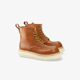 Smooth Leather Moc-Toe Boot Tan
