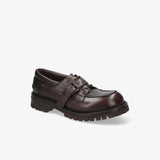 Smooth Leather Buckle Loafer Dark Brown