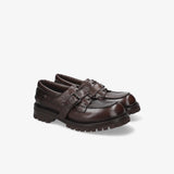 Smooth Leather Buckle Loafer Dark Brown
