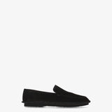 Black Structured Suede Loafers