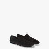 Black Structured Suede Loafers
