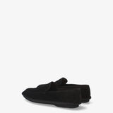 Black Structured Suede Loafers