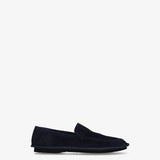 Blue Structured Suede Loafers