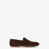 Brown Structured Suede Loafers
