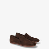 Brown Structured Suede Loafers