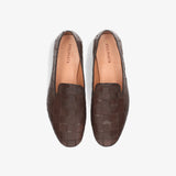 Brown Leather Loafers with a Woven Design