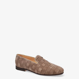 Beige Suede Loafers with a Woven Design