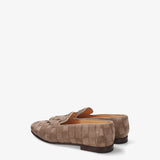 Beige Suede Loafers with a Woven Design