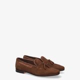 Brown Suede Tassel Loafers