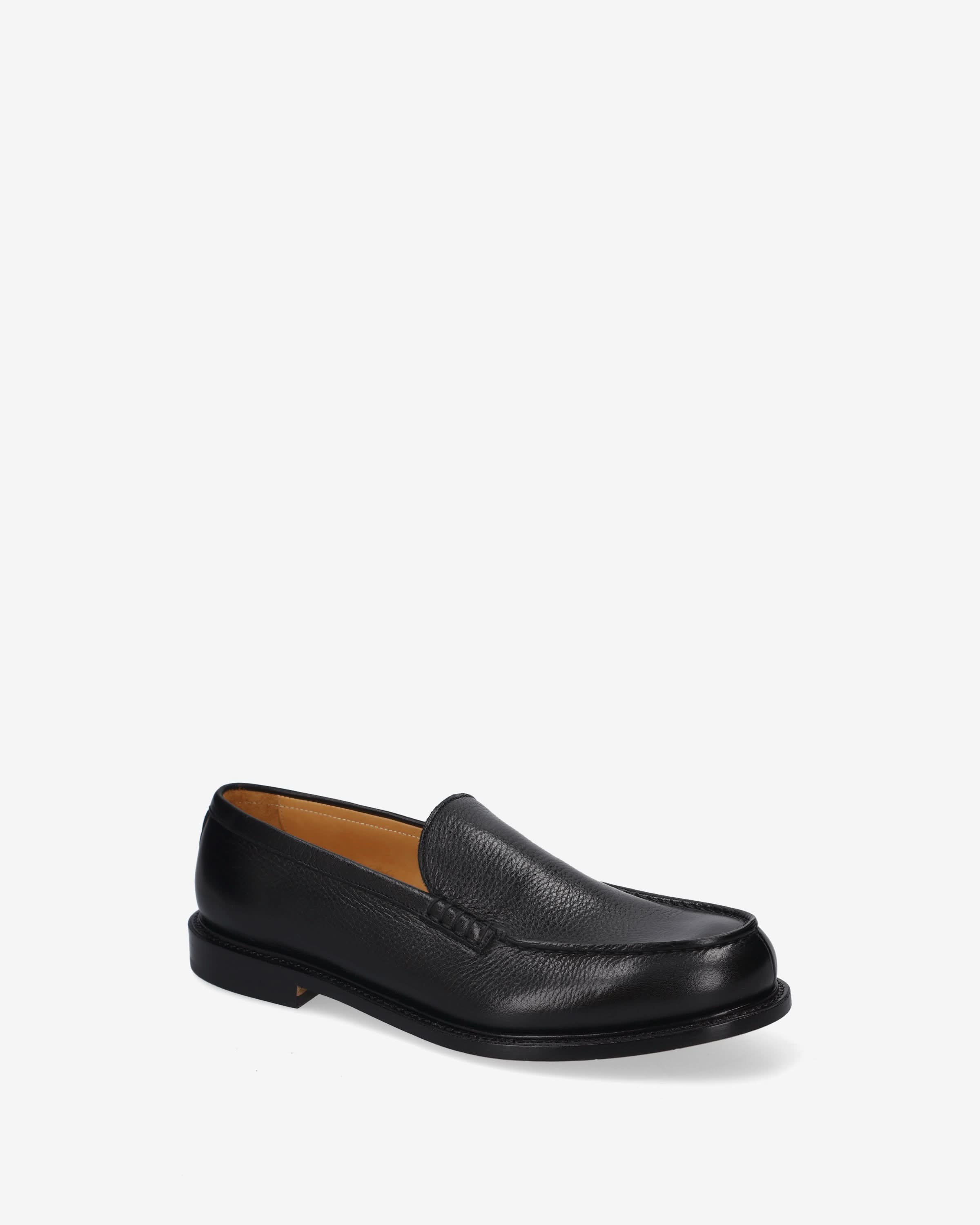 Hammered Leather Loafer Black