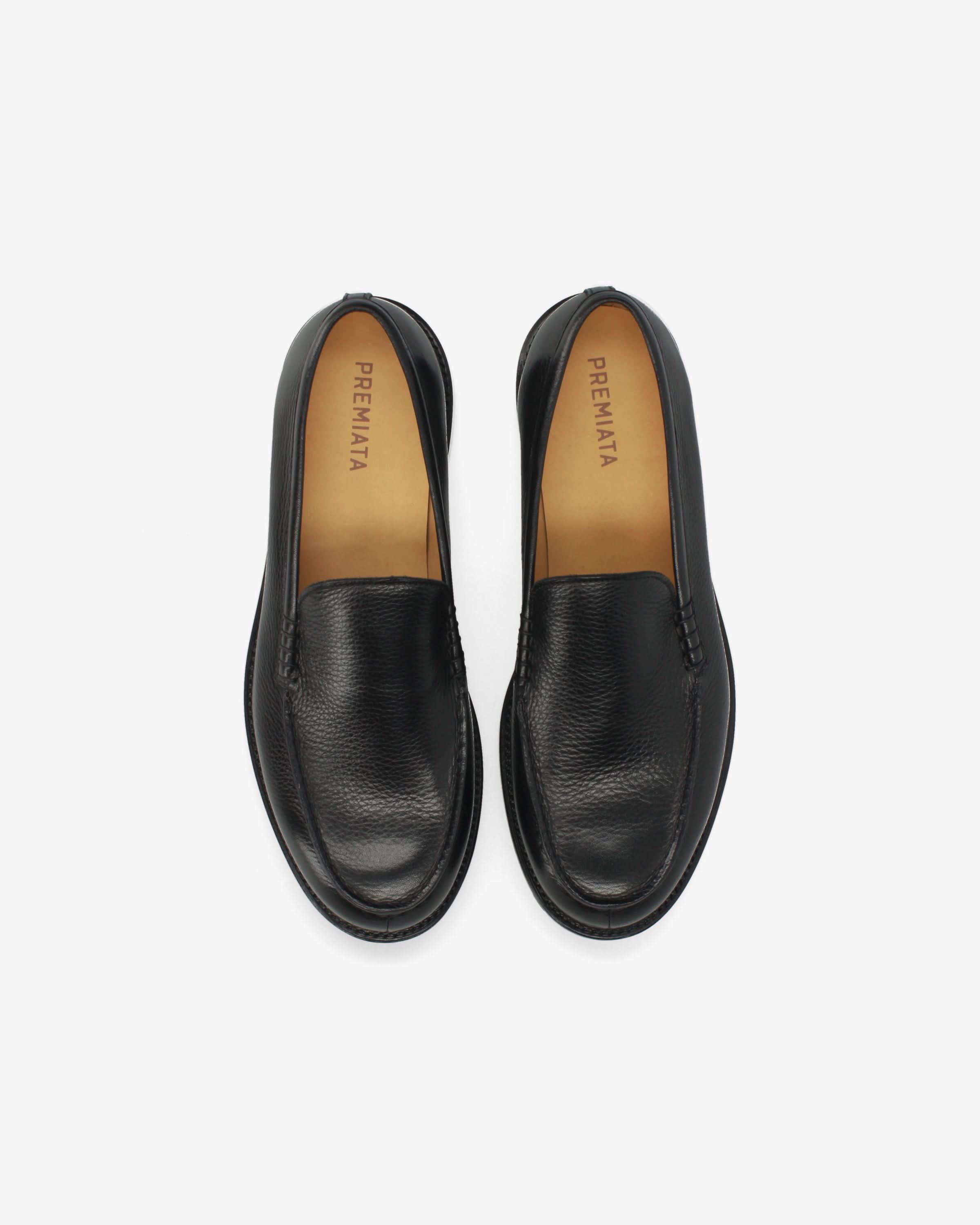 Hammered Leather Loafer Black