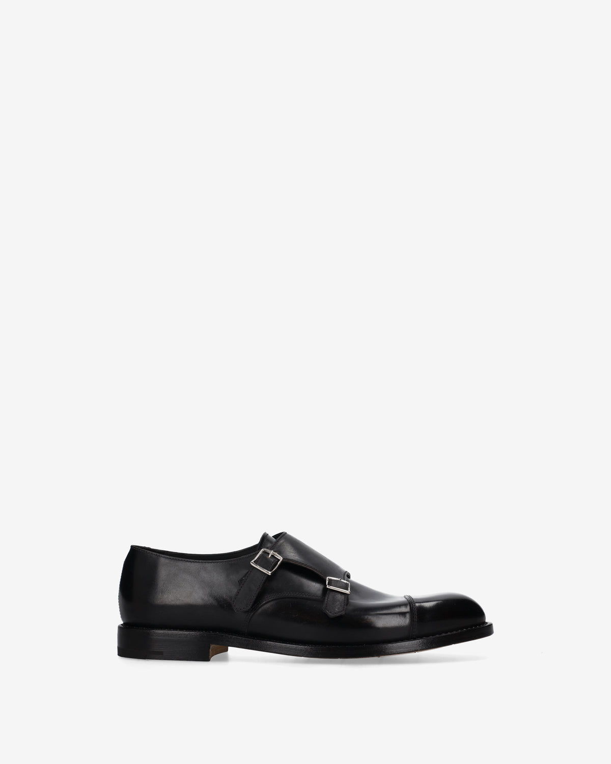 Cap-Toe Double Monk Strap Shoes Black - Premiata