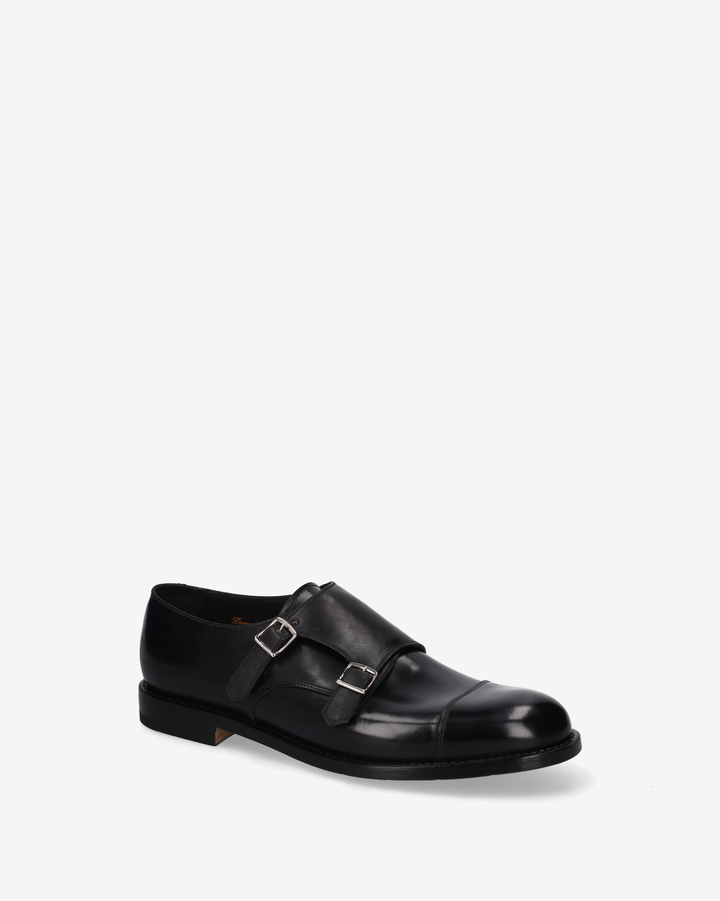 Cap-Toe Double Monk Strap Shoes Black - Premiata