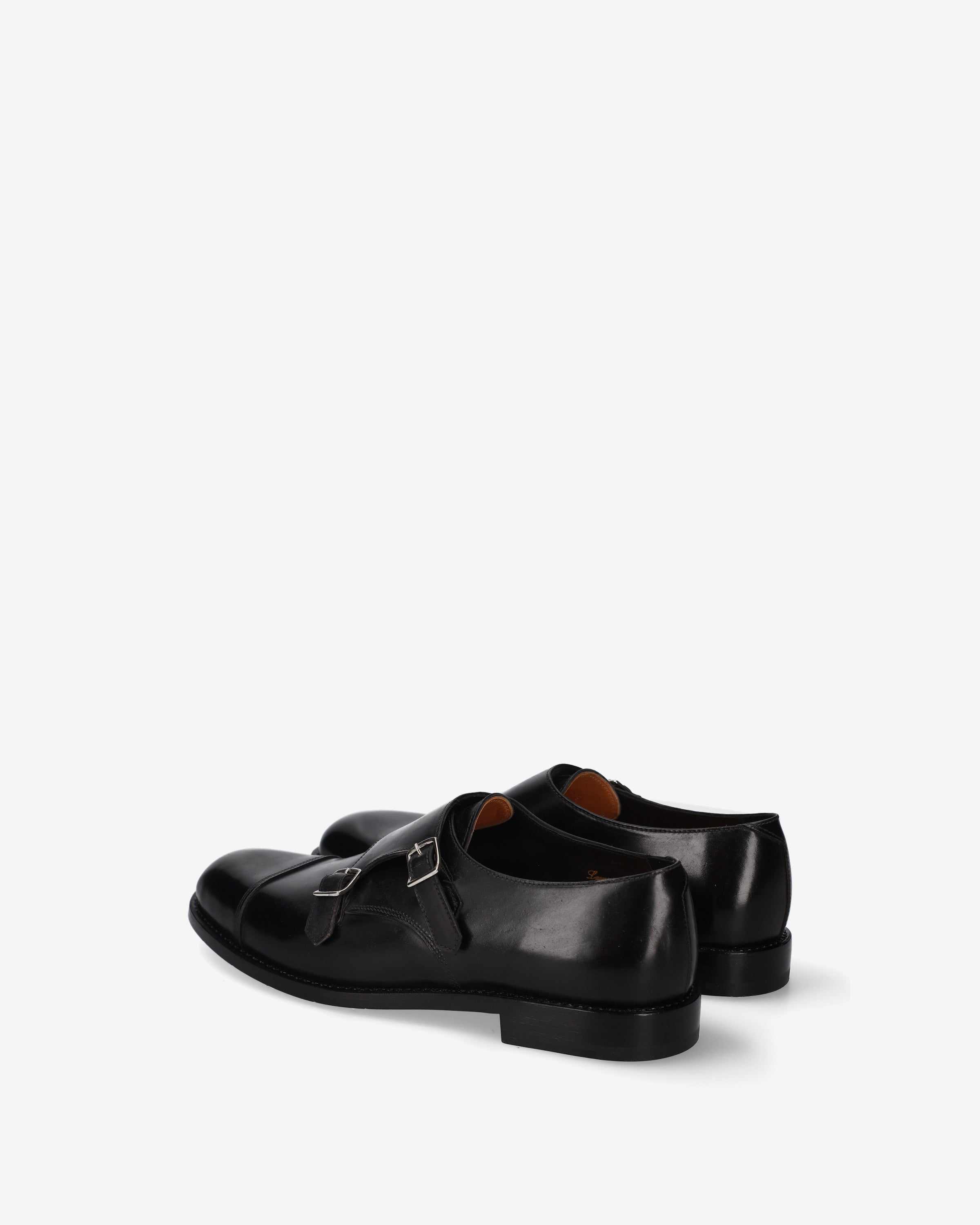 Cap-Toe Double Monk Strap Shoes Black - Premiata