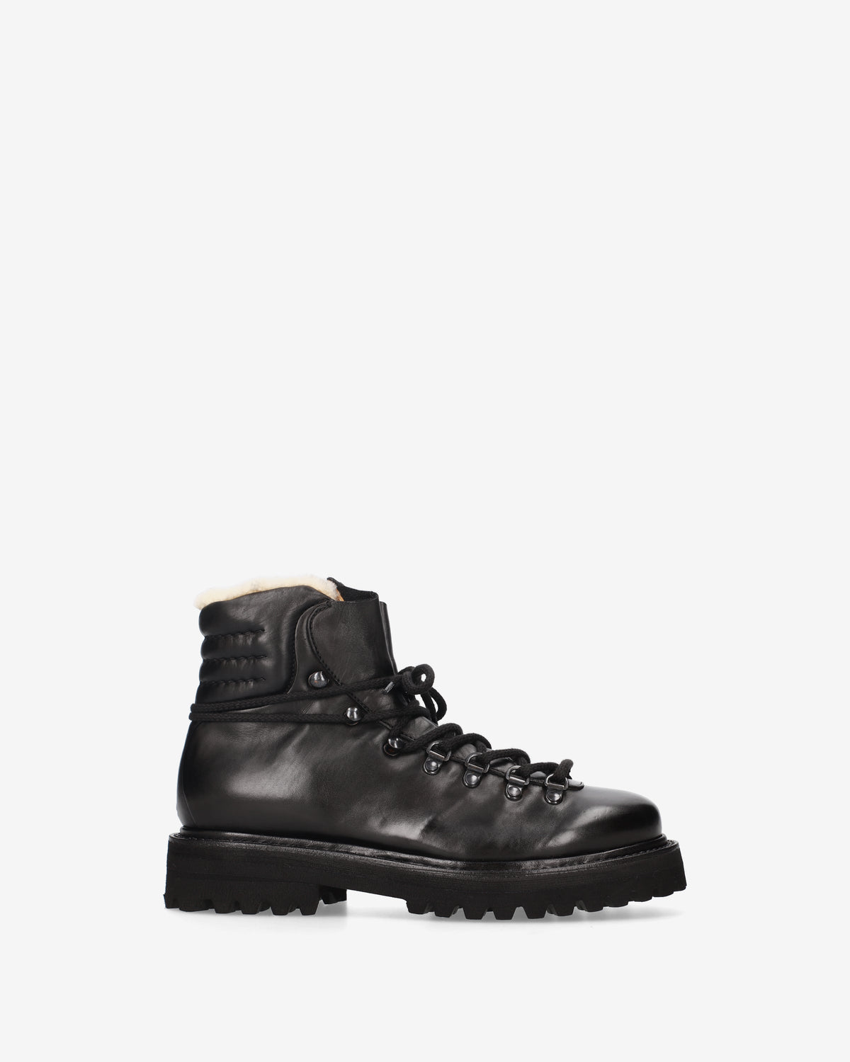 Shearling-Lined Leather Combat Boots Black - Premiata