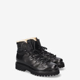 Shearling-Lined Leather Combat Boots Black - Premiata