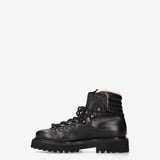 Shearling-Lined Leather Combat Boots Black - Premiata