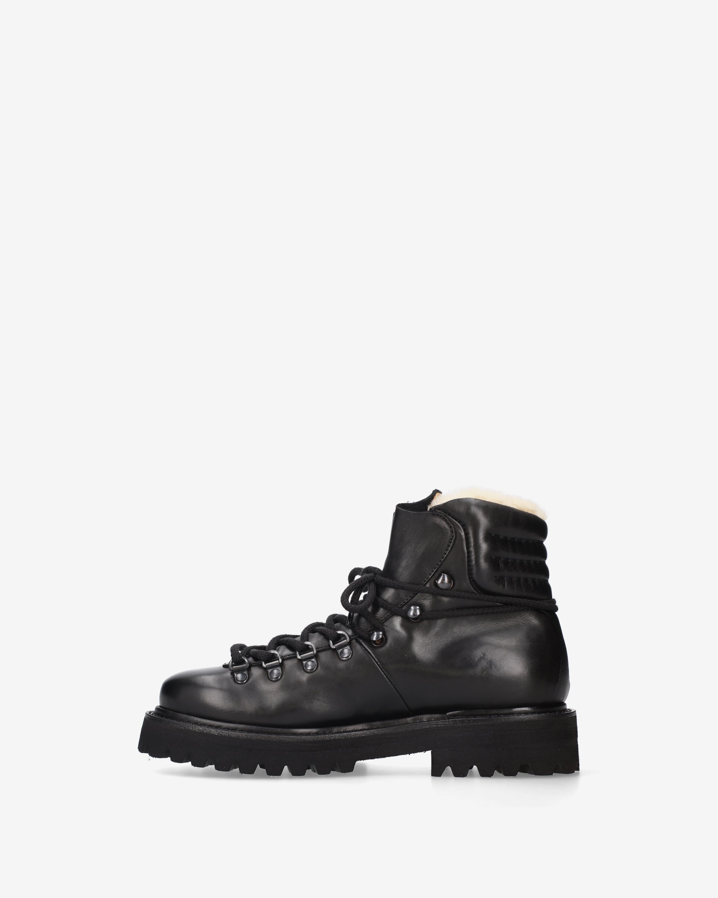 Shearling-Lined Leather Combat Boots Black - Premiata