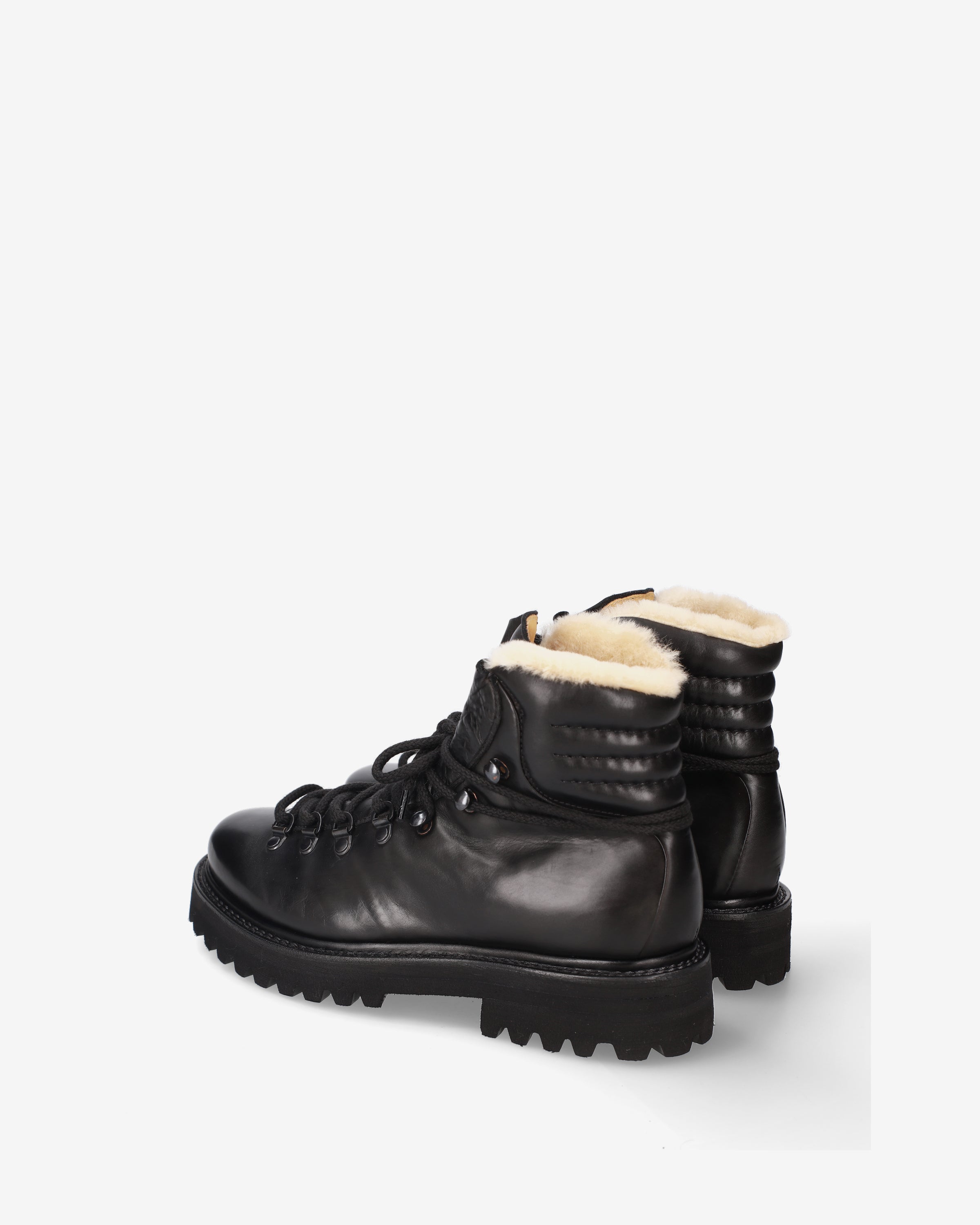 Shearling-Lined Leather Combat Boots Black - Premiata