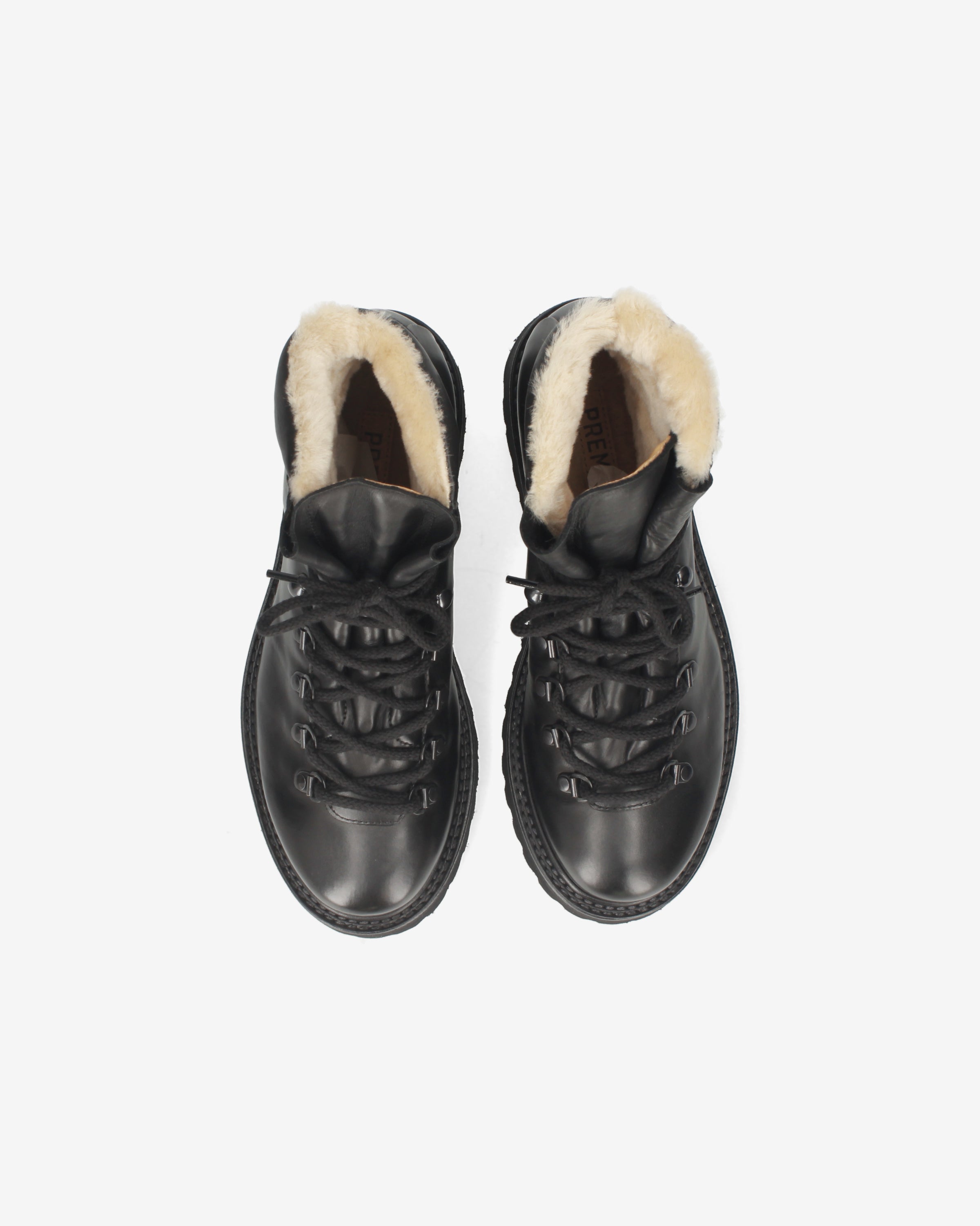 Shearling-Lined Leather Combat Boots Black - Premiata