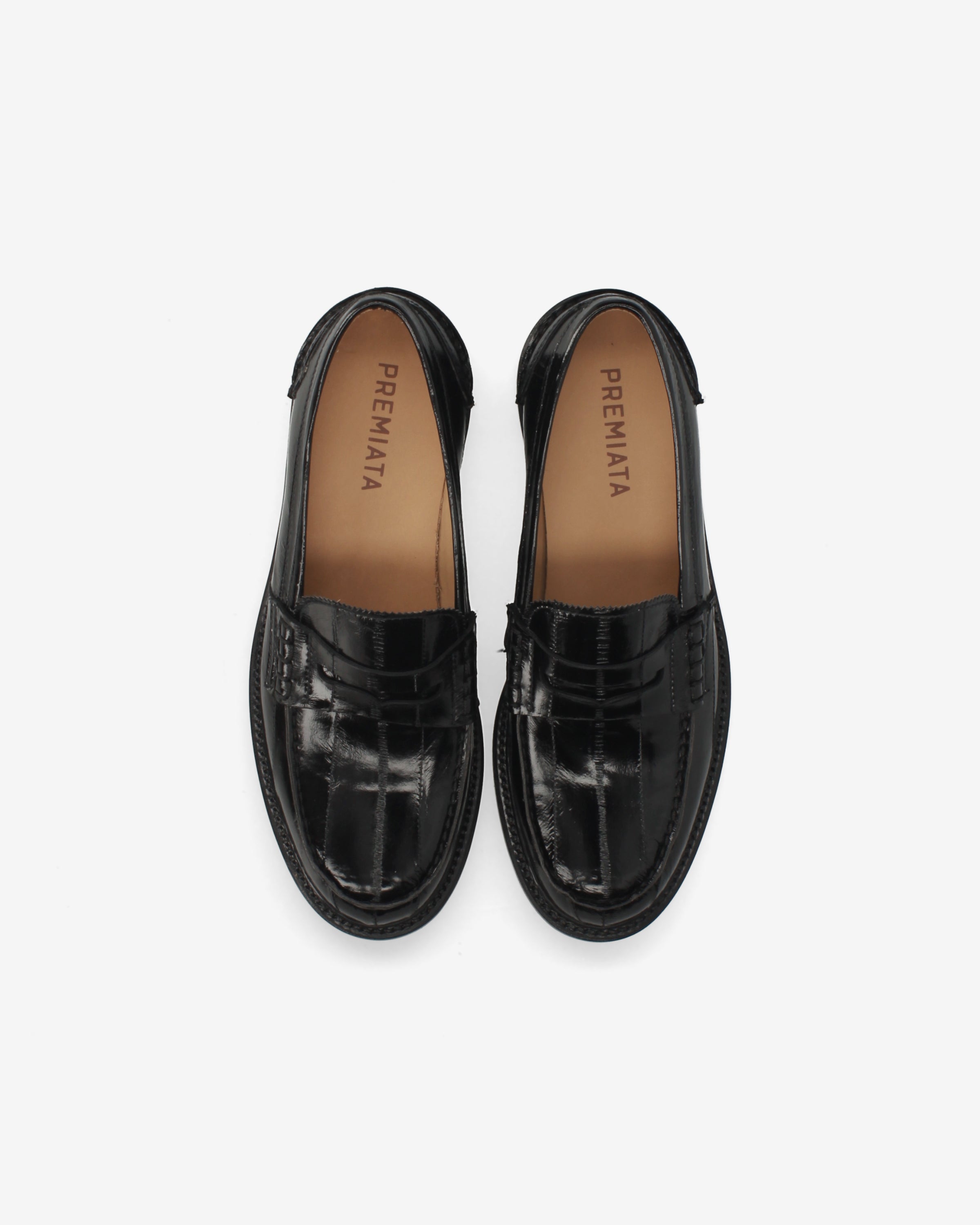 Eel Leather Penny Loafers Black - Premiata
