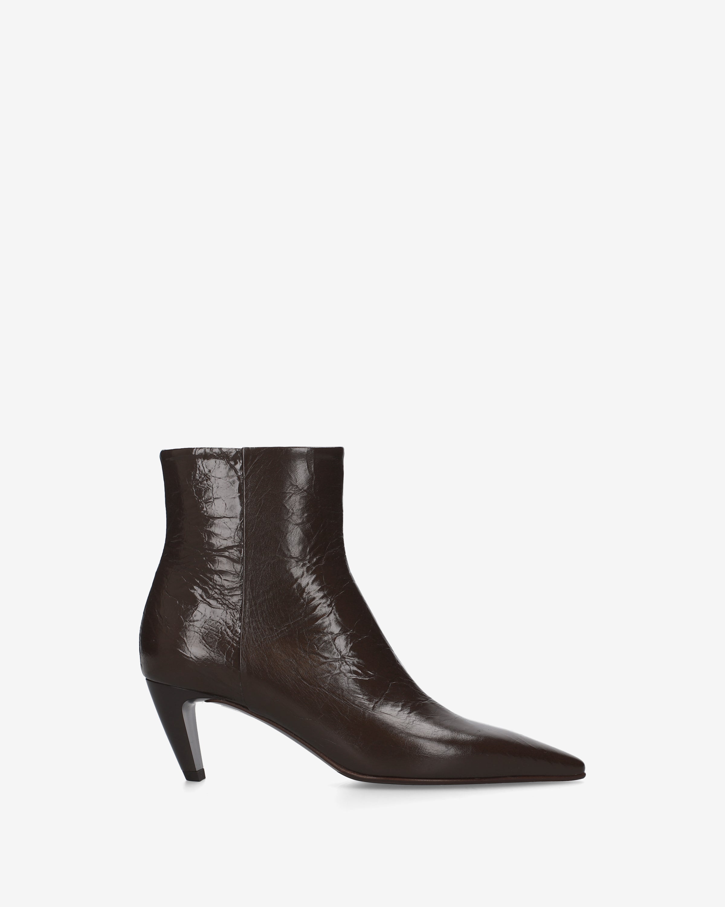 Patent Leather Ankle Boots Brown
