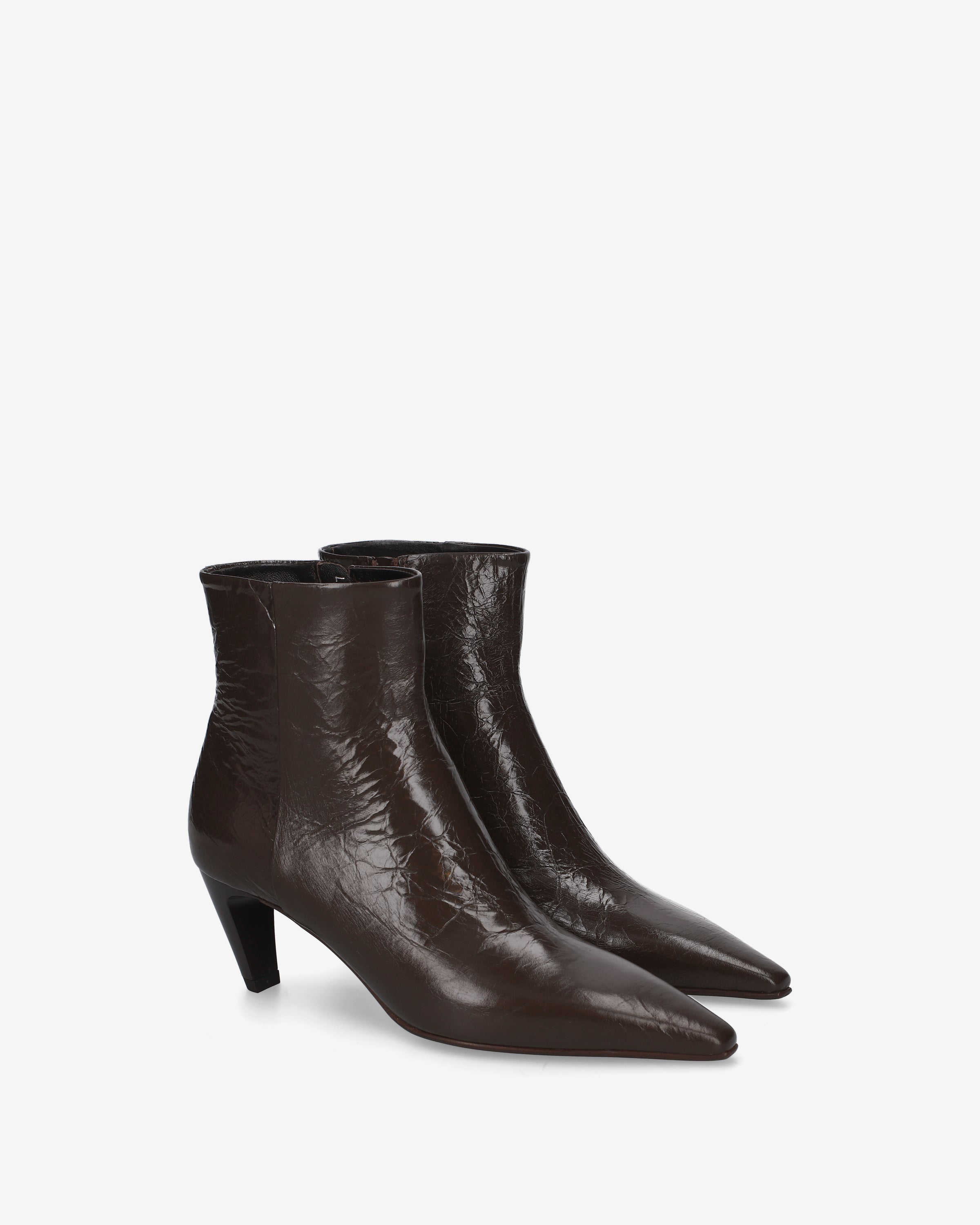 Patent Leather Ankle Boots Brown