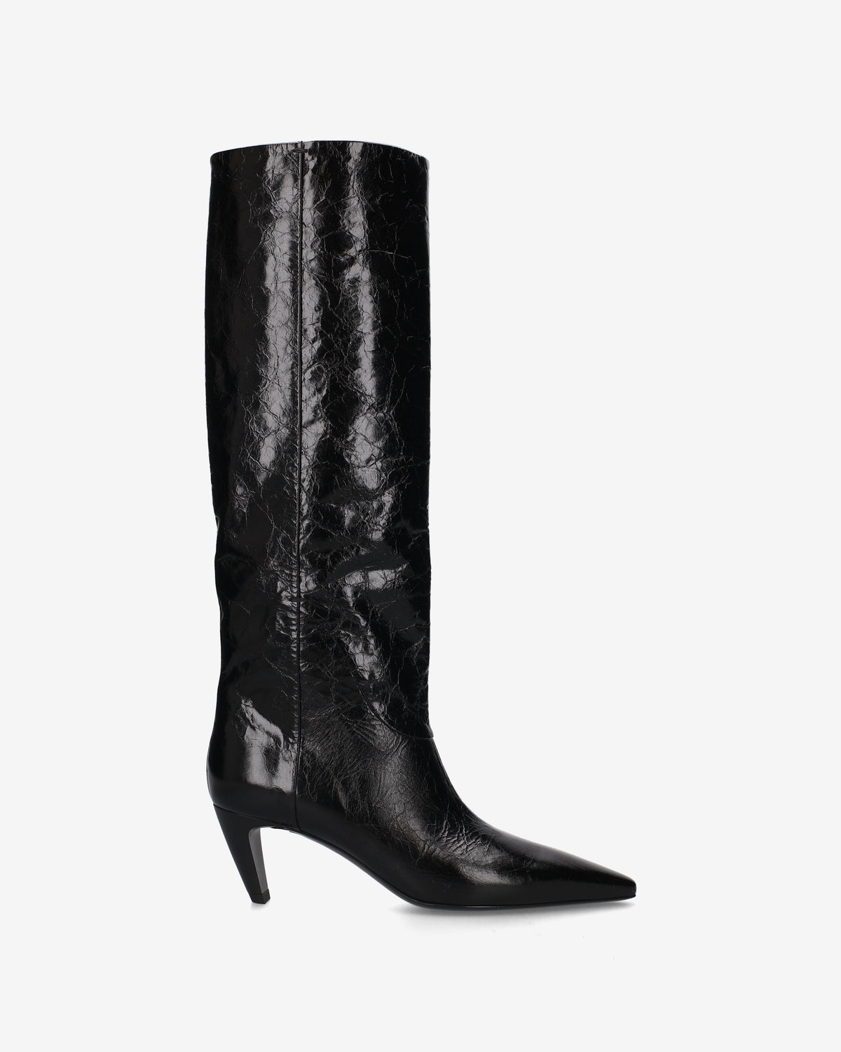 Glossy Tex Leather Slouch Boots Black - Premiata